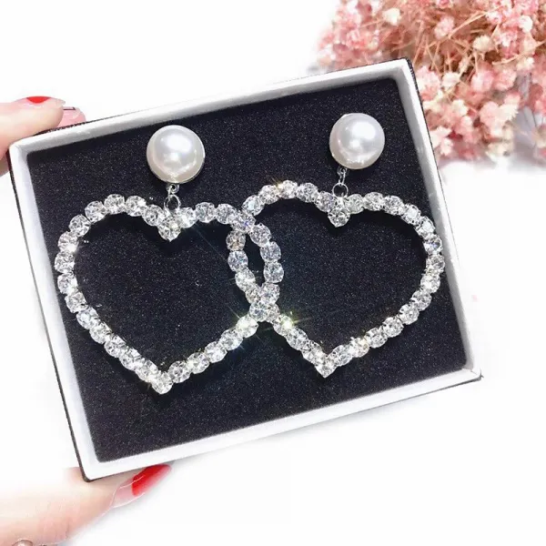 성명 사랑 심장 큰 귀걸이 여성을위한 Bijoux 크리스탈 드롭 매달려 귀걸이 2020 패션 쥬얼리 한국어 스타일 파티 거리