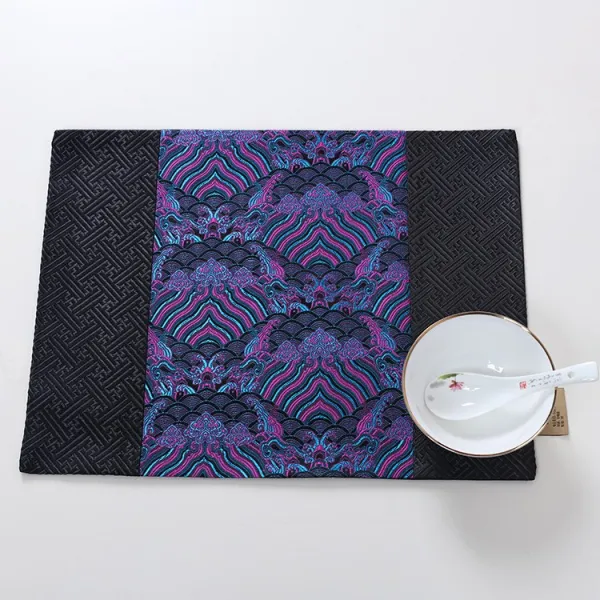 하비어클락 예필욱 중국식 스타일리시 호수 스퀘어 컵받침 방수 셔양 시탁 31*40cm 로즈레드 바닷물 블랙 라인