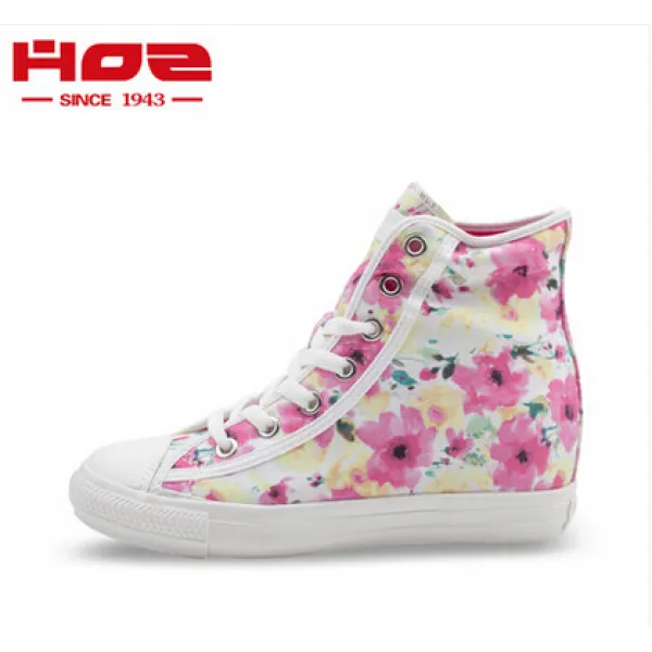 바하마스드림즈 Hoz 뒷길 히든 플라워 프린트 라이크 레이스 패브릭슈즈 캐주얼화 하이탑 보드화