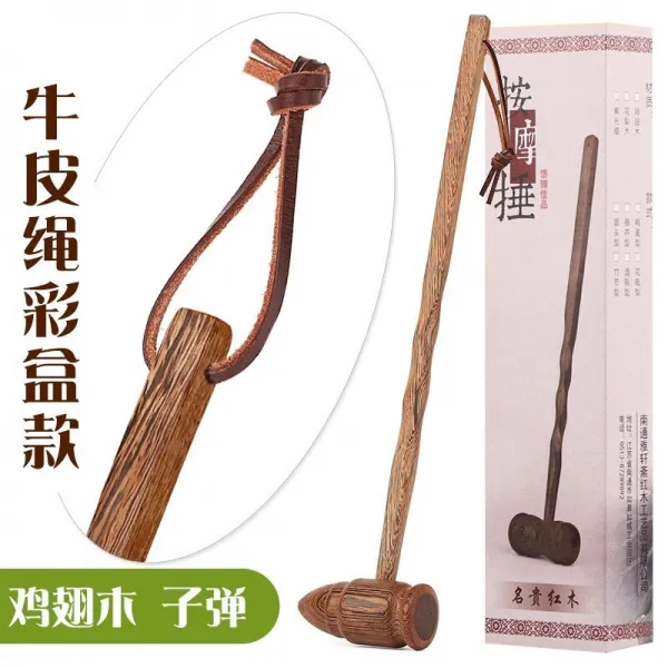 손마사지기 .어깨 나무 발맛사지 수동 등 국다용도 두드림 기스몰 망치 경락 등두드리기 안마봉 추, 기본, T12-(소가죽 끈타입)총알 망치 채색 케이스가죽