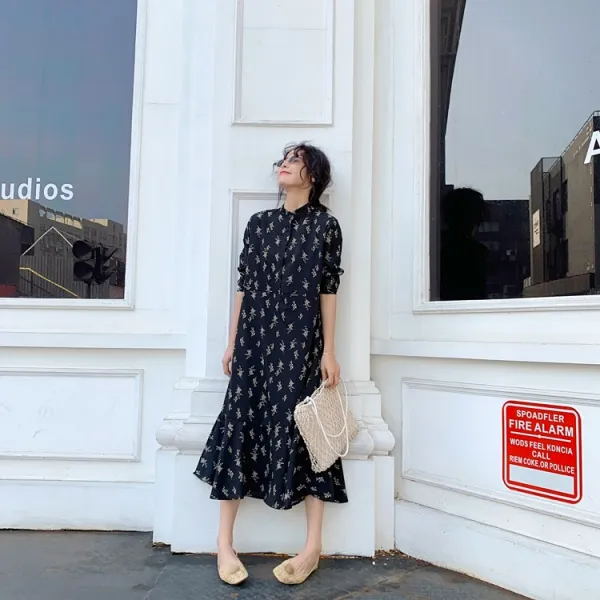  Sababa 사바바 스탠드카라 쉬폰 원피스