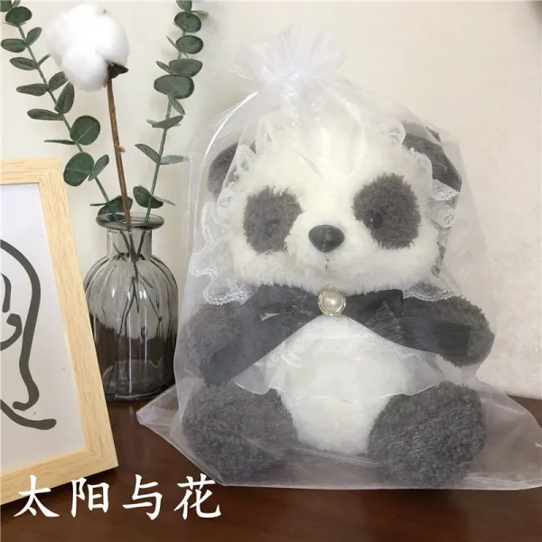 INS 큐트 소녀마음 맹물 돼지 곰돌이 고양이 털 피규어 봉제인형 여성, 25 센치, 나비넥타이 망사형 팬더