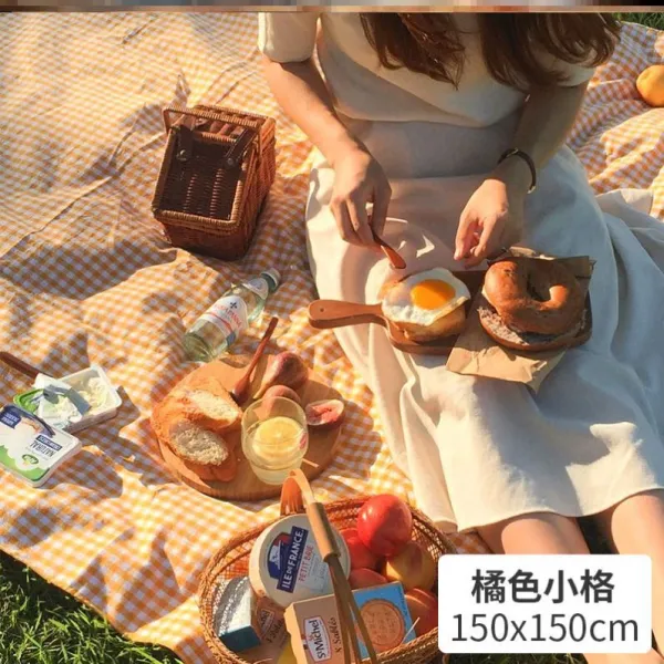 바비큐 방습패드 잔디 매트 스트라이프 인스 사진용품 모임 캠핑 봄나들이 풋풋 외출, 오렌지 색번잡함 150150cmI29