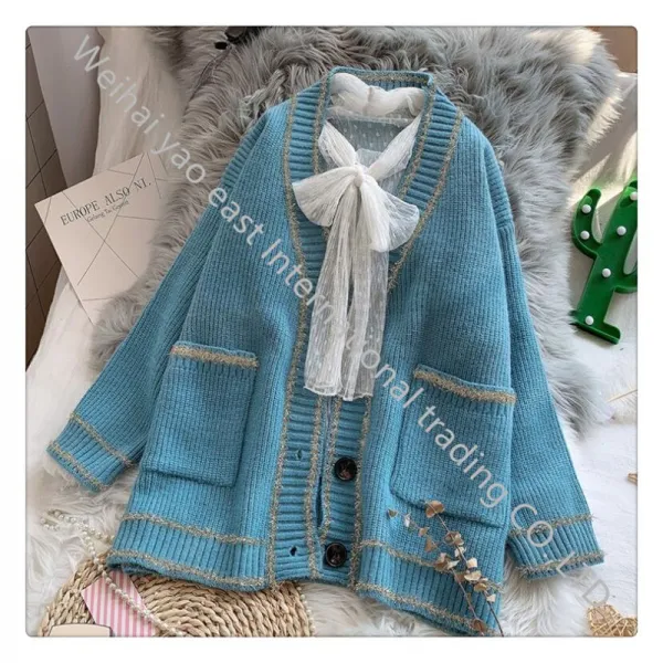 Xn가을 새로운 느슨한 숙녀 가디건 스웨터 스웨터mp1956