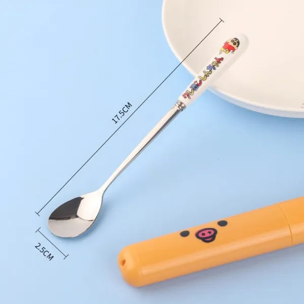퀸 스텐컵 독창적 커피스푼 도자기 애니메이션 큐트 긴 자루 디저트 소녀 스테인리스 스틸 믹싱 단조탕, 17.5CM 숏 신 숟가락 _애니메이