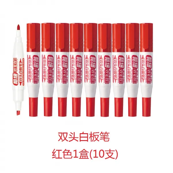 칠판보드펜촉 적용 웰트 화이트 5MM 매우 굵다 헤드 플랫 비스듬함 사각코 더블 추가가능 묵회 의논함 서예 POP 자 닦을, 더블 헤드 레드 1케이스 (10 즈