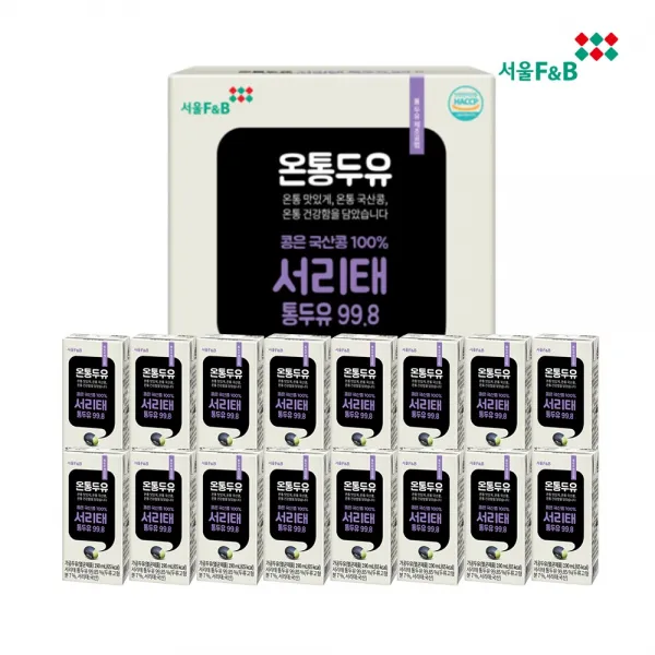 온통두유 국산콩 무설탕 서리태 두유 99.8 190ml 16팩
