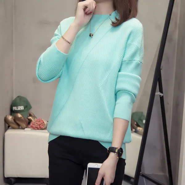 가을 컬렉션 빅사이즈 여장 뚱뚱 동생 가려 날씬해 보이는 니트 와이드 긴팔 스웨터 이너 티셔츠