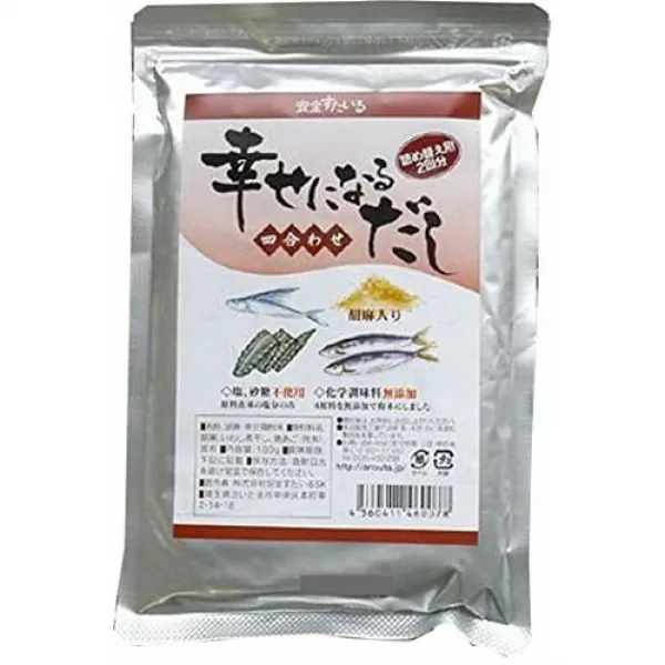 행복해지다 180g 4합 (참깨 + 이와시 삶은 말린 + 구운 턱 + 다시마) × 1봉지 幸せになるだし 180g 四合わせ （胡麻 + いわし煮干し + 焼あご + 昆布） × 1袋