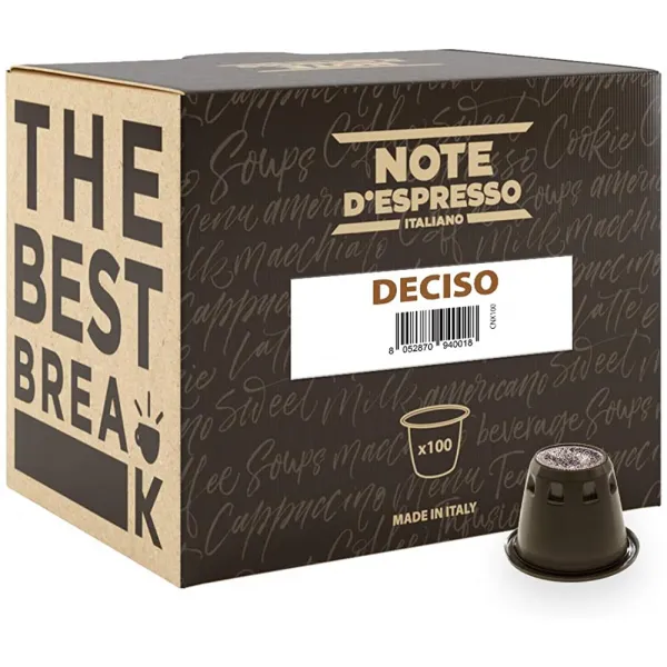 Espresso Note-Nespresso * 머신과 독점적으로 호환되는 100 개의 Deciso 커피 캡슐 배치 100 x 5.6g, 단일상품
