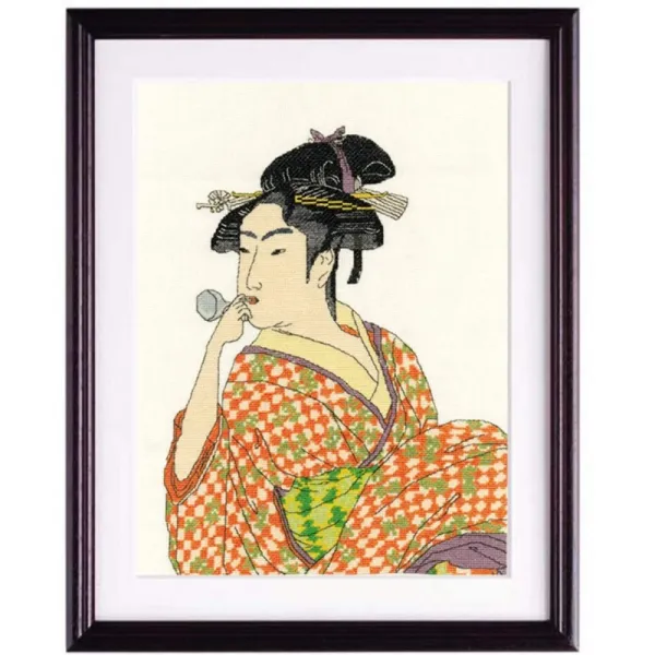 무 빠스 제 면사 크로스 스티치 자수 키트 일본의 아름다움 명작 선 뽀뻰을 불어 딸 기타가와 우타 마로