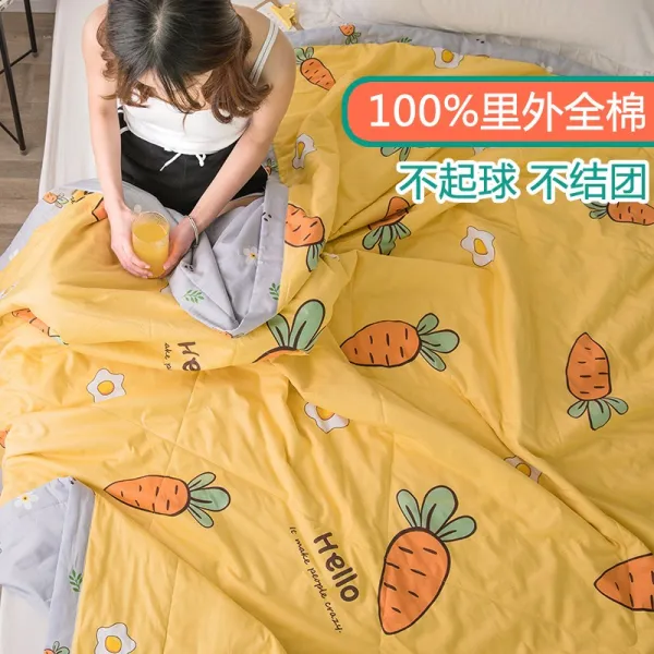 100 이외 전 면 여름 쿨링 이불 순면 에어컨 1인 2인용 워싱 가능 솜 얇은 봄 가을 하트 무