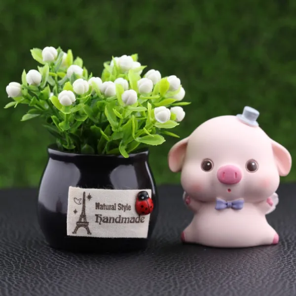 인물피규어 피그 자동차 장식품 귀여운 #07 귀여운 멋진 돼지 스탠드타입 뜬눈+쿠로키상고 작은원형 기본