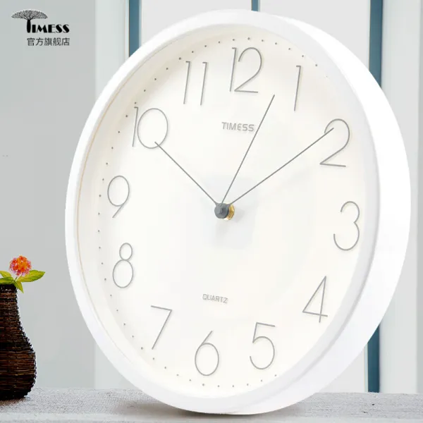 Timess 괘종시계 거실 정음시계 홈 석영시계 현대 심플한 괘종시계 독일제품 9658-1 흰색 30.5cm, 상세페이지 참조
