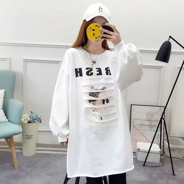 디에프 여성 여자 인사이드 롱 티셔츠 봄신상 데이트룩 데일리룩 긴팔