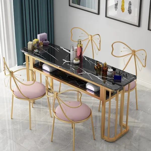 북유럽 홈쇼핑 네일 테이블 홍대 가구 싱글 더블 의자 세트 경제형 화이트 골드 블랙 긴 140 개의 로컬 황금 다리 + 의자가없는 검은 나무 테이블 탑