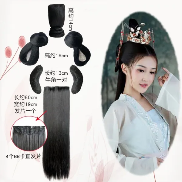 고대복장 머리집게 쇠뿔 게시함 월아 몽둥이질을 엔틱 중국한복 가능 꼬불꼬불 꽈배기트 헤어가방, 1, 블랙 신 장갑 룩 십일 -D43