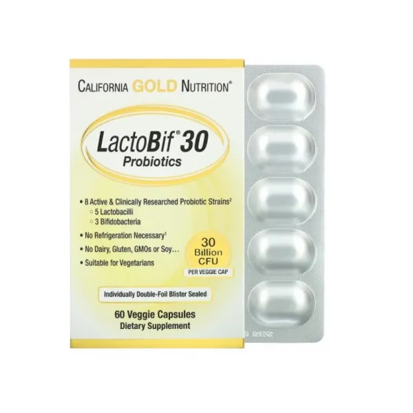 (해외) California Gold Nutrition 캘리포니아 골드 락토비프 300억 유산균 60정, 1개