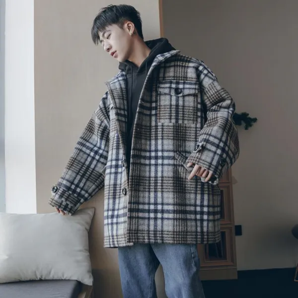 직구는여기 남자오버핏롱코트 남자체크트렌치코트 남자캐주얼코트, 그린