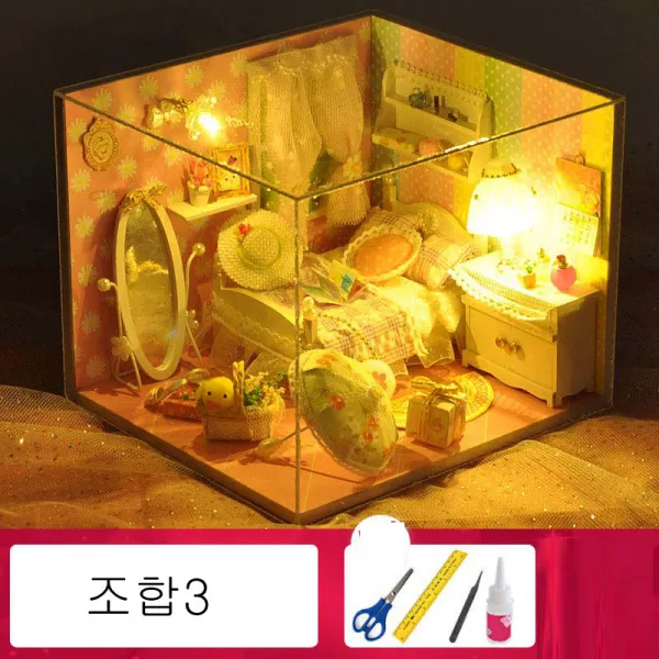 뉴타임즈20 diy 오막살이의 작은 집 모형 수제 건축완구 창의적인 생일선물 남녀 XT04 A8, 조합3