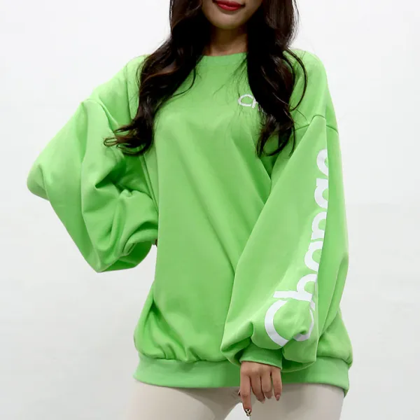 여자친9 체인지 볼륨 퍼프소매 기모 오버핏 맨투맨 4칼라 맨투맨
