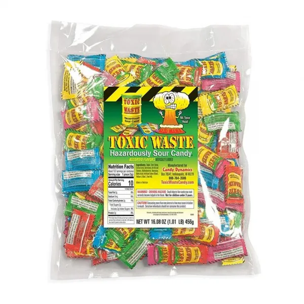 TOXIC WASTE 유독성 폐기물 위험하게 시큼한 캔디 5가지 다양한 맛 1파운드 가방 Hazardously Sour Candy 5 Assorted Flavors 1 pound bag, 단일상품