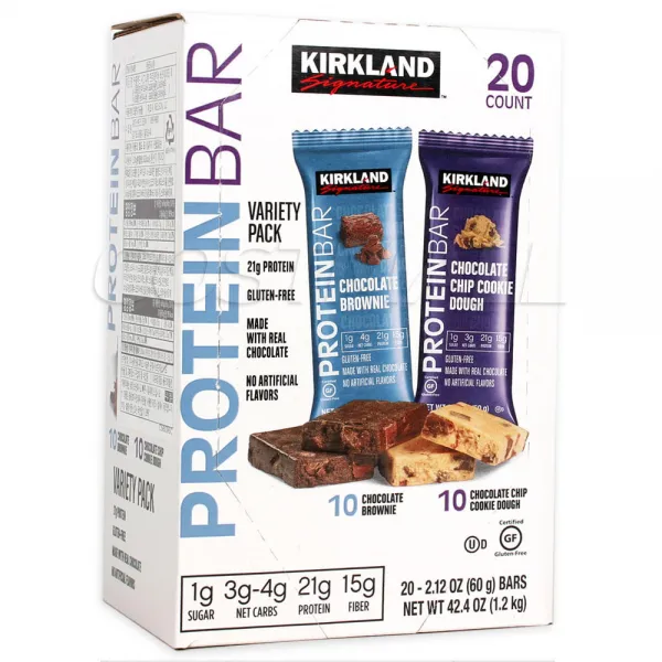 커클랜드시그니춰 프로틴 바 60g 초콜릿 브라우니 + 칩 쿠키 도우 프로틴바 20개입