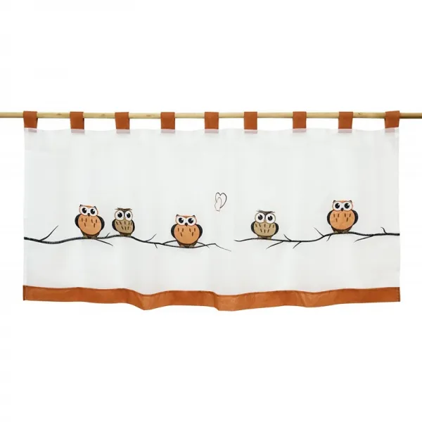 홍야 투명 보이트 디스크 커튼 올빼미 무늬 자수 비스트로 커튼 루프 H/W 45/120 cm, 단일상품