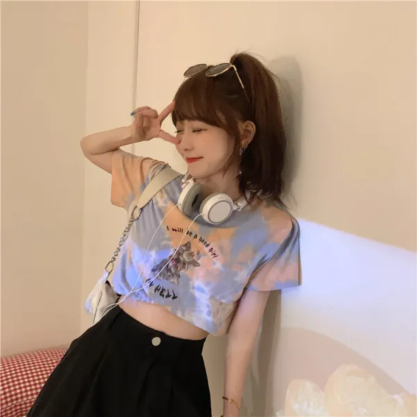 하찌 슬림해 보이고 멀미 프린트 티셔츠 3155