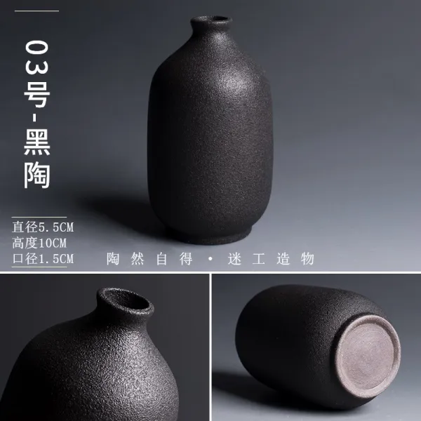 명품 미니도자기 도벽 도자기꽃 찻상테이블 부처님 중국식 동전풀 실내 진열 장식품 거실 꽃병 19번 3번 블랙 도기