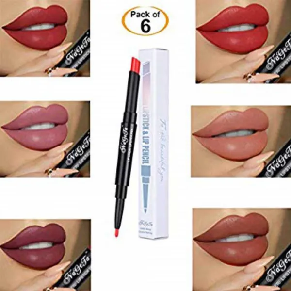 Double-End 리퀴드 립스틱 Matte 리퀴드 리플로스 워터프루프 Lip Gloss (6PCS), 1