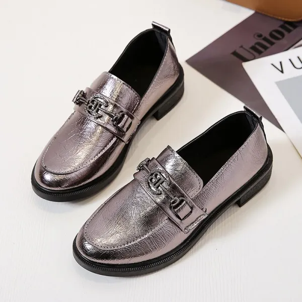 복고 잉글리쉬 바람 구두 여 봄 플랫 슈즈 학원 말 계급 단추 락 복 신발 조