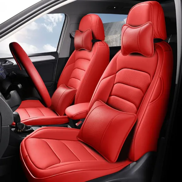 차량용시트커버 20스타일특별 Model3전용 좌석시트 ModelS ModelX Tesla3D진피 시트커버 전면덮개, T12-레드-특진 가죽 호화판