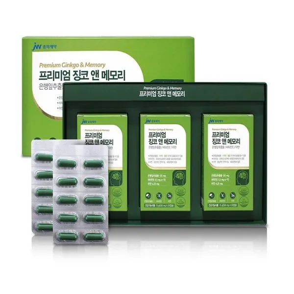 jw중외제약 - 프리미엄 징코 앤 메모리 500mg x 90캡슐 은행잎 열매가루 분말 추출물 비타민E 아연 맥주효모, 1, 500mg*90캡슐