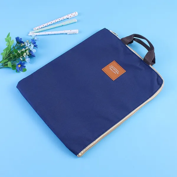 서준정보시스템 지퍼 도트 캔버스 대용량 손에 들다 생산 수납가방 임산부 전용이다 휴대 의료 병력 임부 기간 검사표 보고 네이비ml