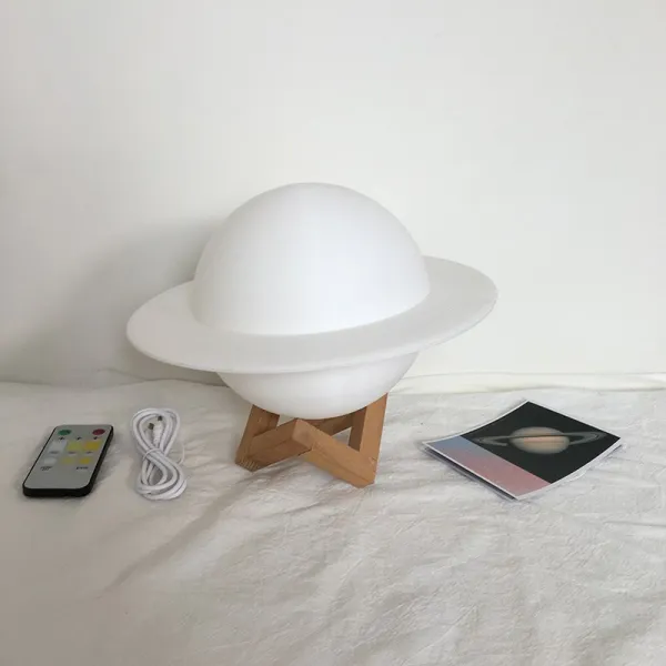 행성 무드 수면등 토성 LED 지구 침대 전등 롱거라이트 우주 조명, 개인용 볼 15cm 반지 22cm 토성