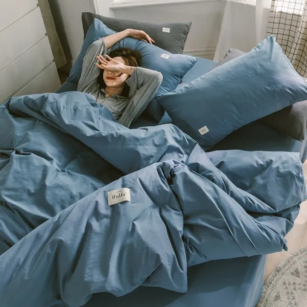 이불커버 100순면이불 세트싱글 2인용이불 200x230전체면이불 단벌 150x200침대커버 4세트 C11 M더블플레이 타입 초록색 Lc