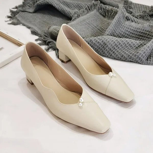 굽 심플 프렌치시크 늦바람 부드러운 중굵기 따르다 리얼가죽 단