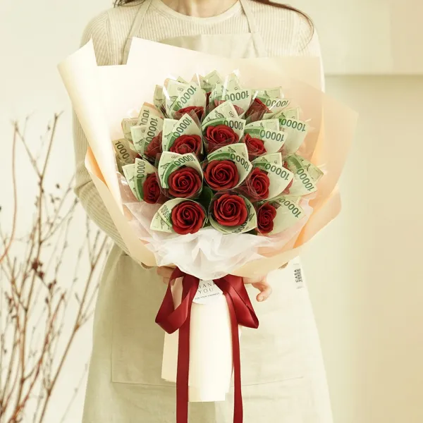 앨리플라워 돈꽃다발 20송이 돈다발꽃 용돈꽃다발 부모님선물 기념일 첫월급선물 레드