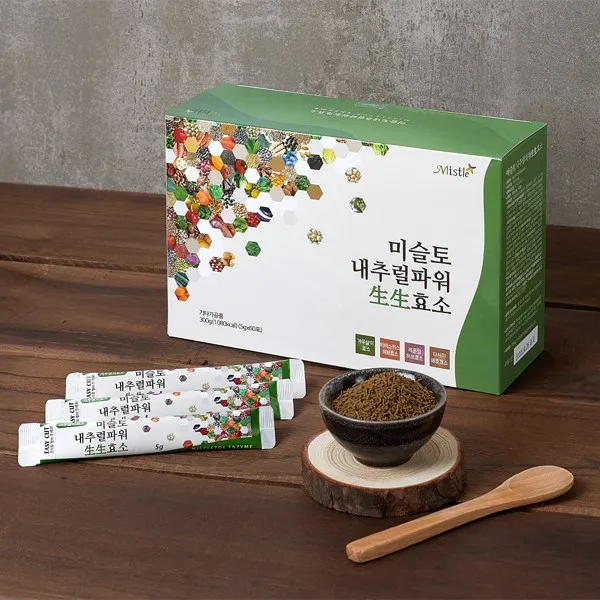미슬바이오 국내산 미슬토 속편한생생효소 발효효소 곡물발효 소화효소 겨우살이 차전자피 자연발아 생균49종 체내배출 영양흡수 소화흡수 호르몬합, 3개, 5g 60포