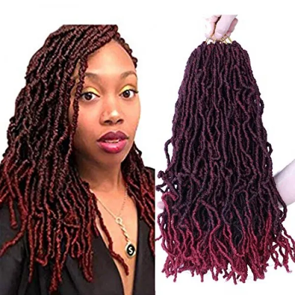 6 팩 가짜 Locs 크로 셰 뜨개질 머리 18 인치 크로 셰 뜨개질의 여신 가짜 Locs 험상 크로 셰 뜨개질 헤어 확장 Tbug Flyten 단일상품 단일상품