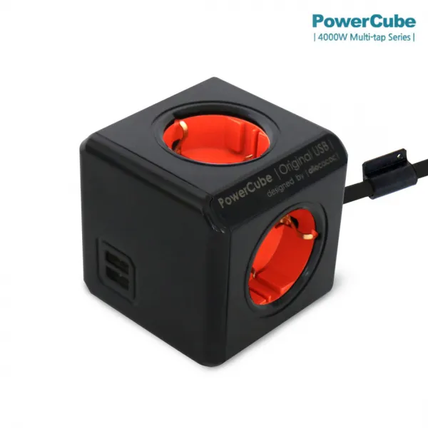 컬러파워큐브 익스텐디드 5구 USB 디자인 멀티탭 1.5m, 블랙컬러
