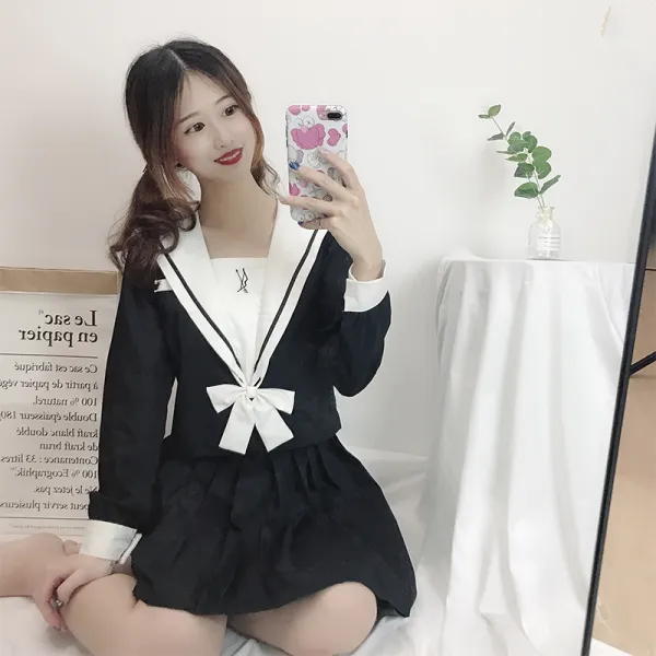 활을 쏘는 화살 정통 소프트 누이동생 JK 유니폼 여성 가을 세일러 플리츠스커트 학원 무드 교복 토털 룩을 완성했다