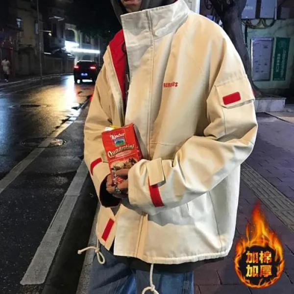 알지구 남성 가을 겨울 자켓 점퍼 남자의 작업 재킷 2019 가을 새로운 한국어 자수 컬러 트렌드 캐주얼 느슨한 칼라 재킷