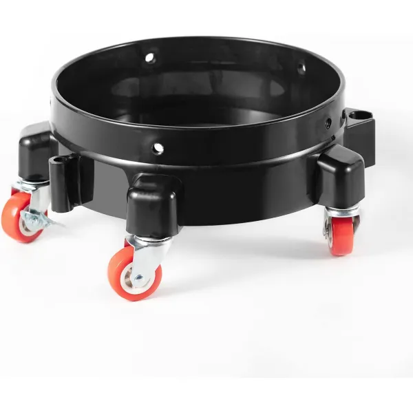 Pro 11.5인치 버킷 돌리, 탈착식 롤링 버킷 돌리 5롤 회전 캐스터로 360도 회전 5갤런 버킷 세차 시스템 세부 사항, 블랙