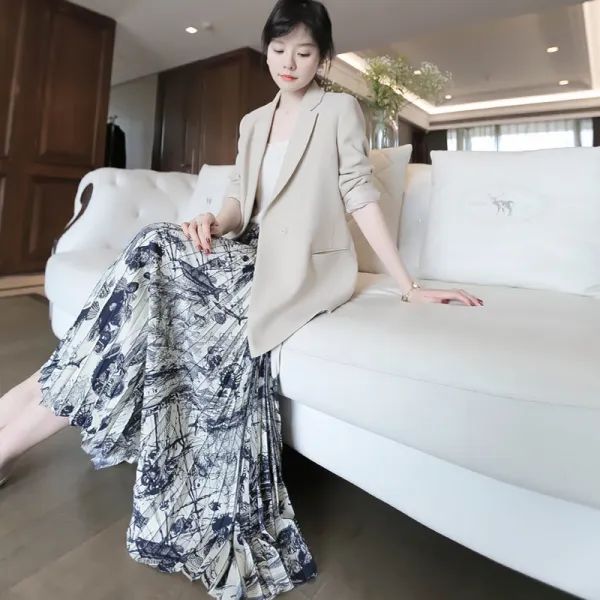 A라인 Umooie 5메터 샤랄라 빅 거리낌이 없다 디지털 공예 플리츠