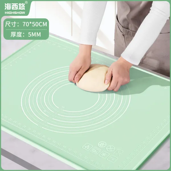 베이튜소품 가족을 초청하다 실리콘 반죽 매트 가정용 식료품 급 주방 밀가루 패널 밀다 미끄럼방지 두꺼운 4884319023, 40*60, 여름 그린 절도 _밀방망이 _오일 브