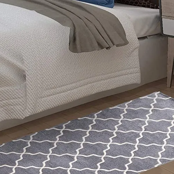 Eom 모로코 격자 거실 용 미끄럼 방지 깔개 입구 파티오 교통량이 많은 지역 회색 2.3'x6 '에 대한 현대적인 디자인 카 E058508c33fmjg2 기본