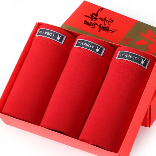 플레이보이 바람둥이 5017-3 남성팬티 다홍색 팬티 세트 결혼 선물 (남홍색 팬티 3개) 세트 XXXL