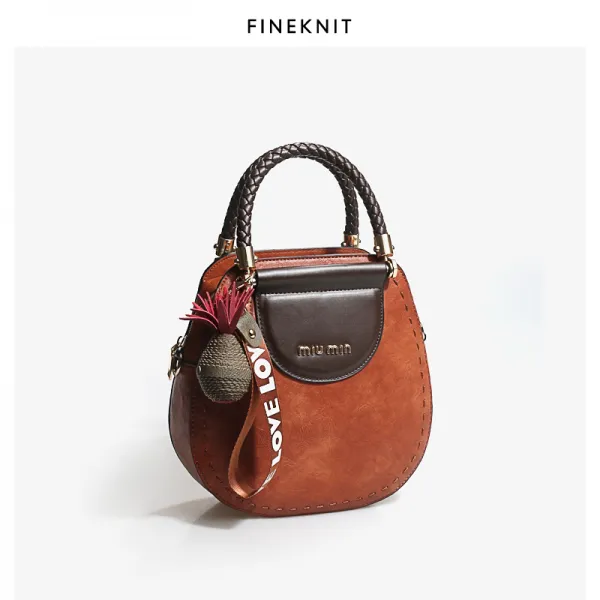 FINEKNIT 그녀가 알고 있는 복고풍 원형 크로스백
